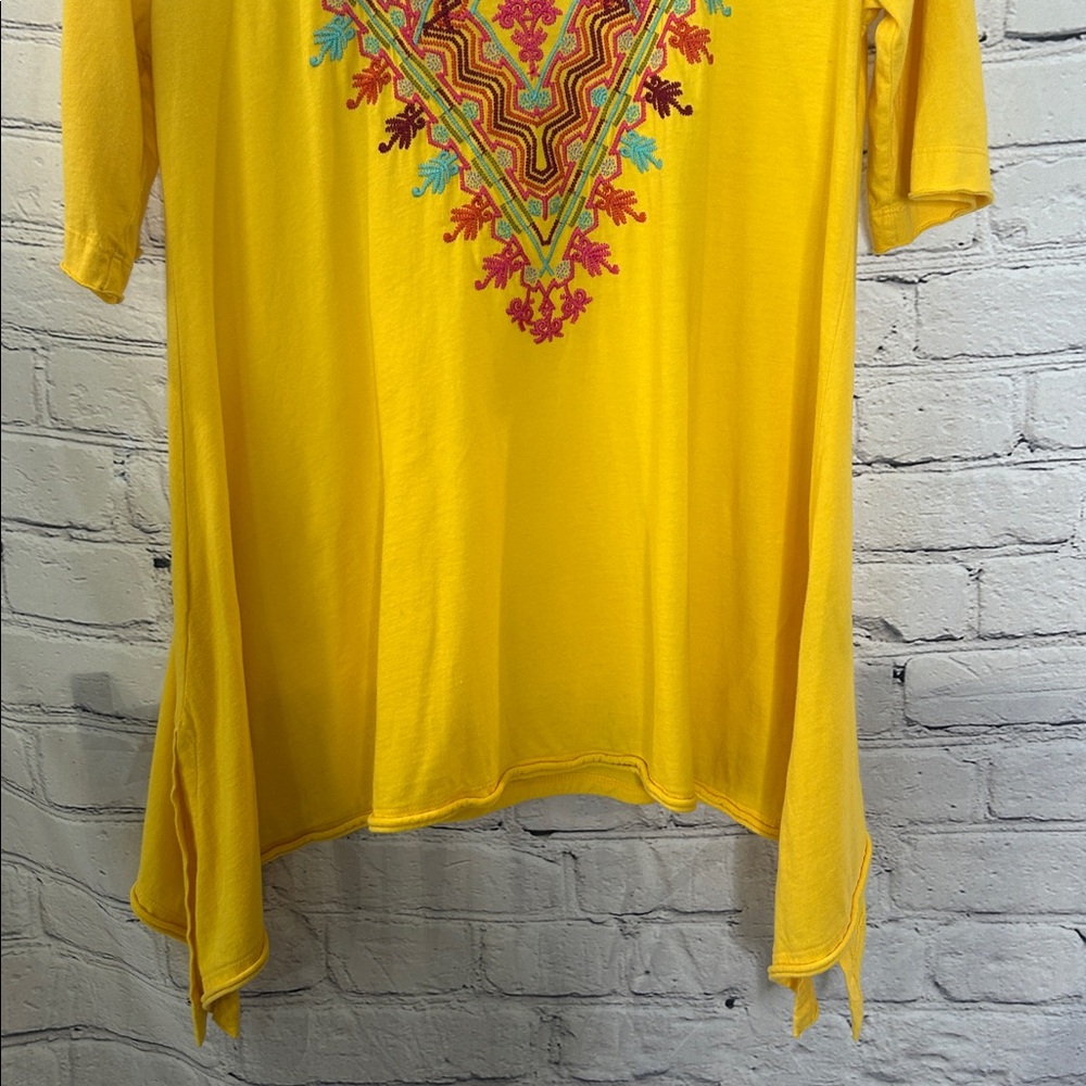 Johnny Was Bright Yellow Embroidered Top Size Medium Excellent Condition - Picture 6 of 13